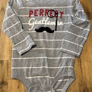 Koala Kids Gray and Red Striped Bodysuit